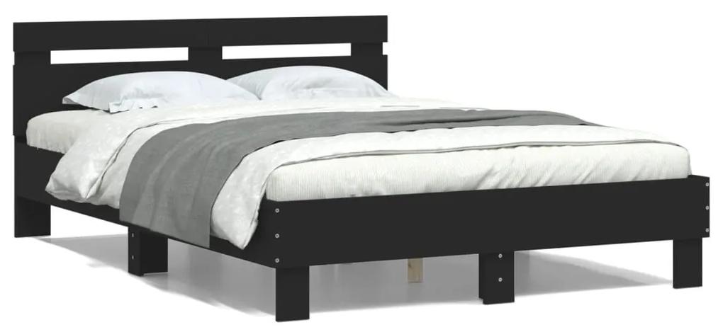 3207449 vidaXL Cadru de pat cu tăblie, negru, 120x190 cm, lemn prelucrat