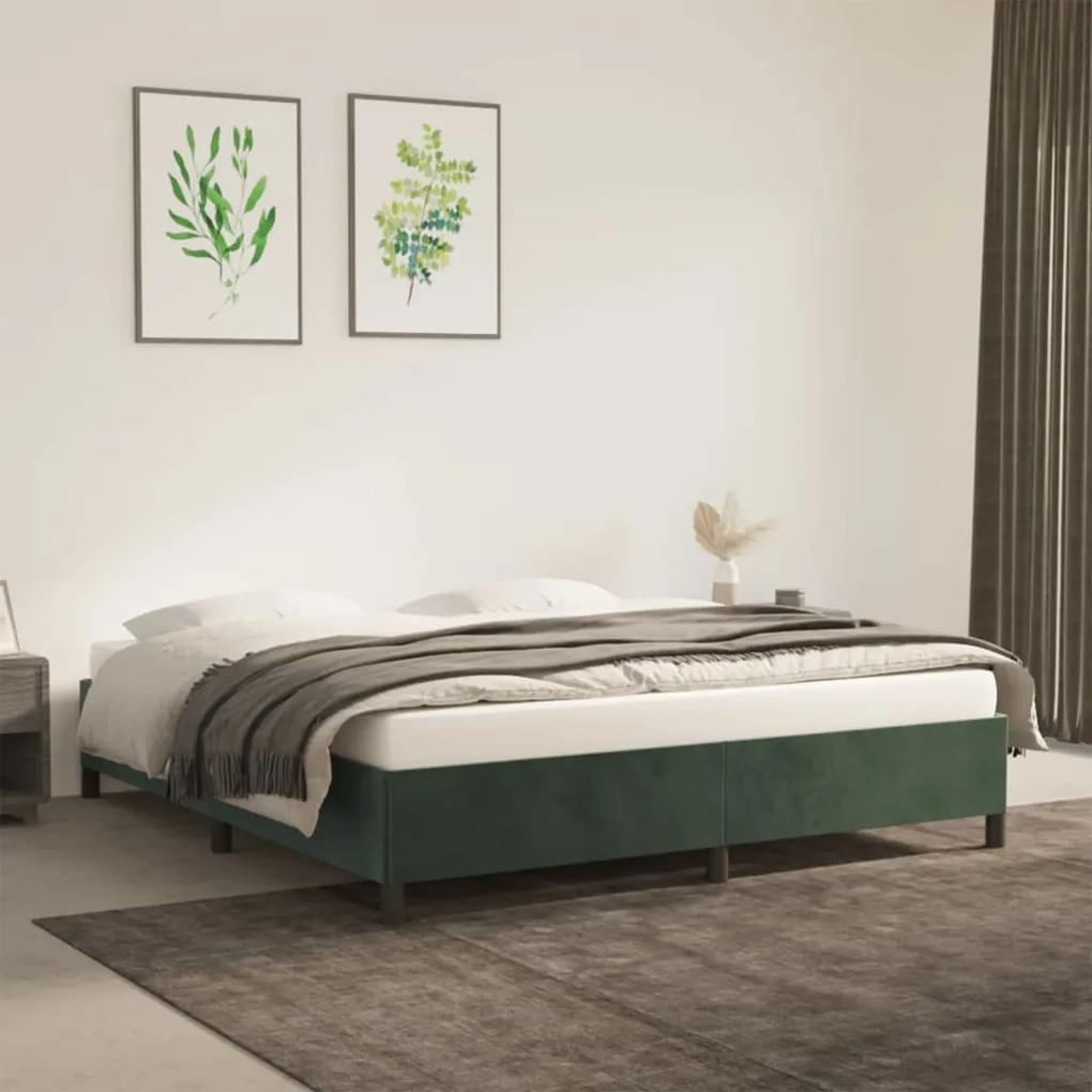 347339 vidaXL Cadru de pat, verde închis, 180 x 200 cm, catifea