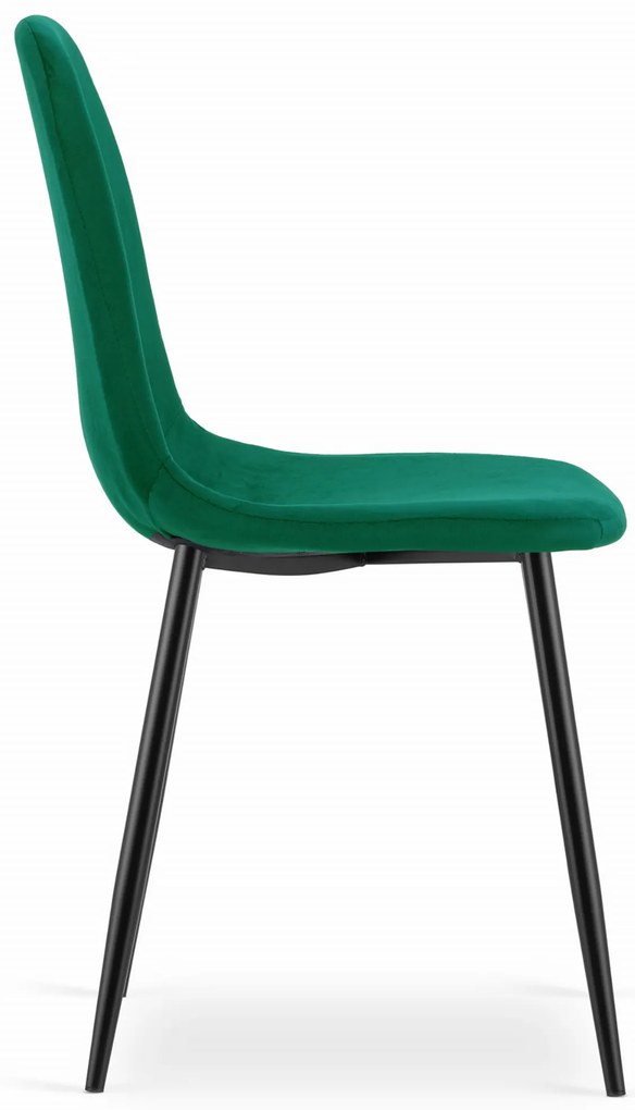 Scaun din catifea COMO verde inchis cu picioare negre