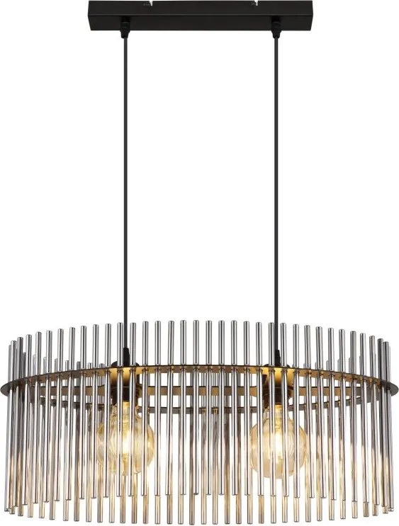 Lustra suspendata, Metal Negru, Sticla Fumurie, GORLEY 15698H3 GL