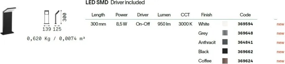 Stalp LED iluminat exterior STYLE PT H030 NERO 3000K