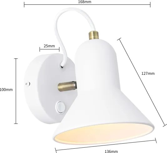 Aplica spot de perete ASTAMA 1xE27/40W/230V alb/alamă