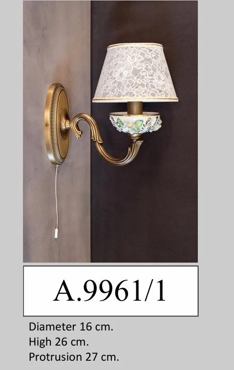 Aplica design italian din alama si portelan colorat 9961