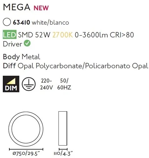 Lustra LED dimabila aplicata design XXL 75cm MEGA