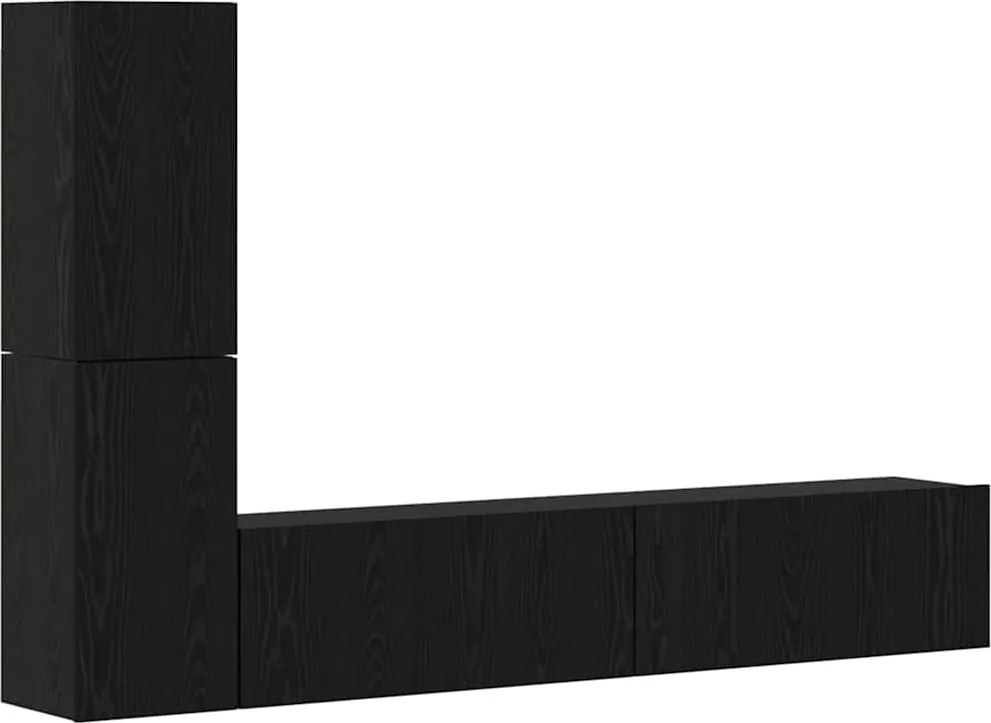 vidaXL Dulap pentru TV pe Perete 2 pcs Stejar Negru Lemn compozit