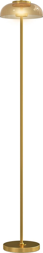 HOMCOM Lampadar de podea pentru living, lampă LED cu lumină caldă 3000 K și întrerupător la picior, Ø25x134cm, nuanță alamă | Aosom Romania