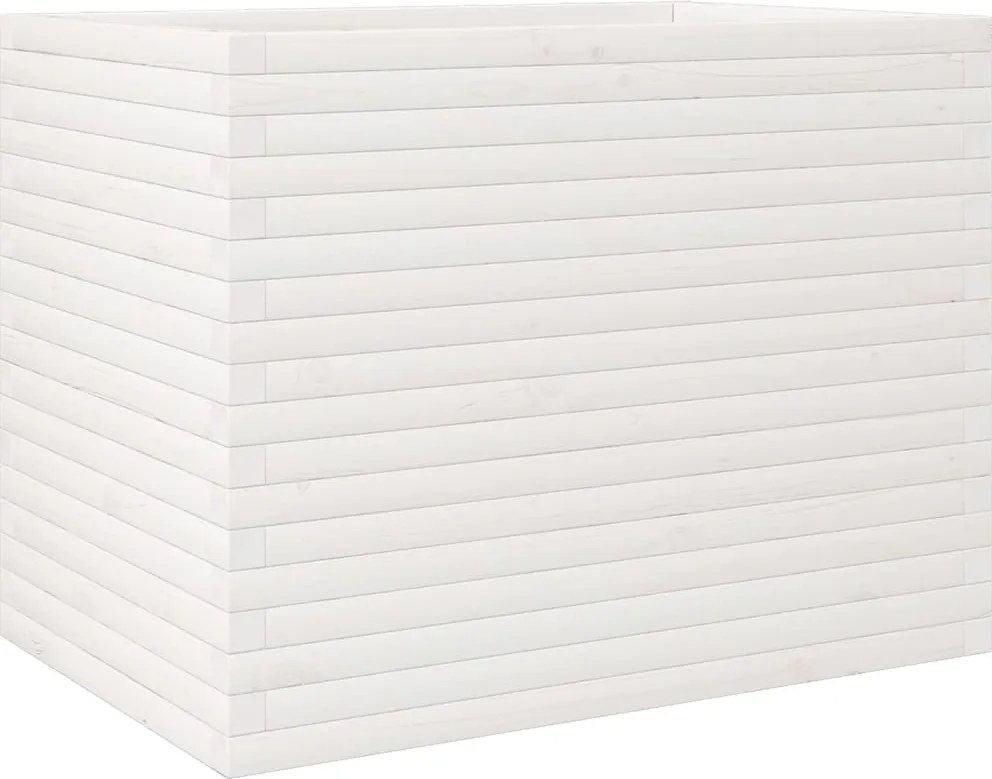 vidaXL Jardinieră de grădină, alb, 90x60x68,5 cm, lemn masiv de pin