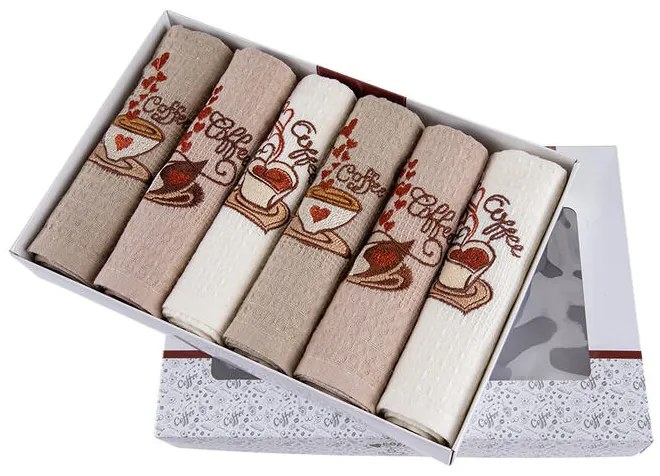 Set prosoape bucătărie vafelă CAFEA 40 x 60 cm 6 buc