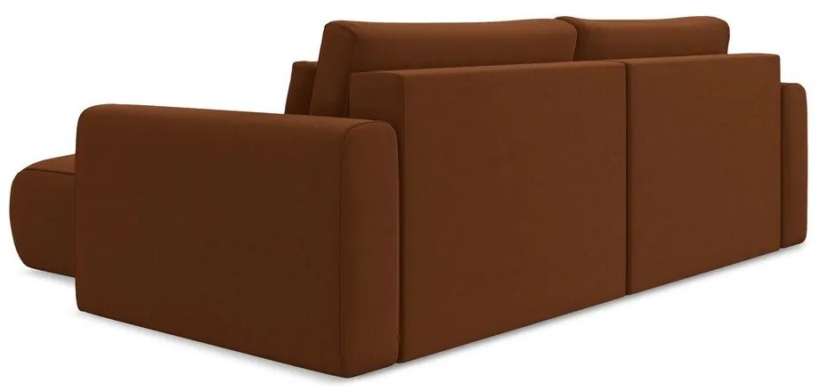 Colțar teracotă extensibil/cu spațiu de depozitare cu tapițerie din catifea (cu colț pe partea dreaptă/cu șezlong) Kapua – Makamii