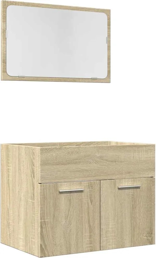 vidaXL Set mobilier de baie, 2 piese, stejar sonoma, lemn prelucrat