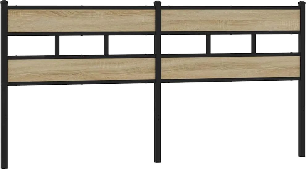 vidaXL Tăblie de pat de schimb, stejar sonoma, 180 cm, fier și lemn prelucrat