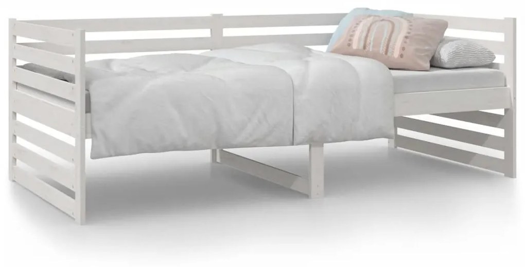 814690 vidaXL Pat de zi, alb, 80x200 cm, lemn masiv de pin