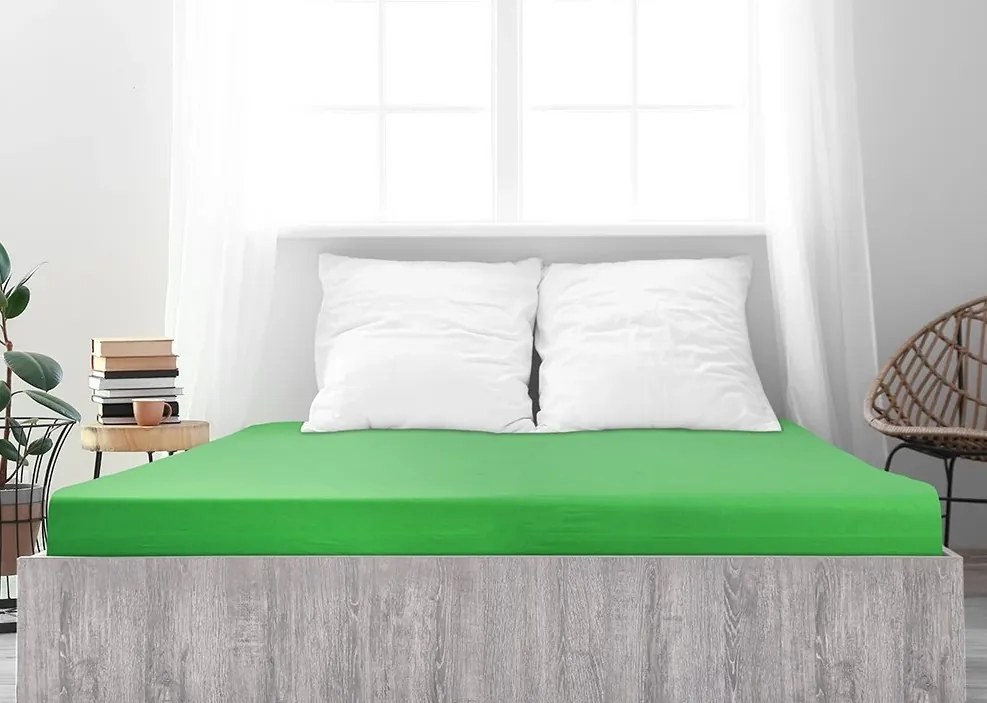 Cearsaf jersey din bumbac mako LUXORA 90x200 cm verde