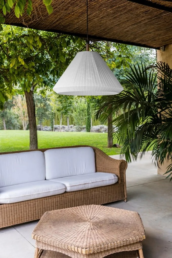 Lustra/Pendul iluminat exterior decorativ SAIGON cone T70 gri/crem