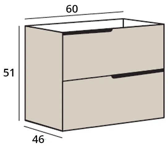 Mobilier pentru lavoar incastrat 60 cm, sertare softclose, gri urban, Fluminia Bari Gri