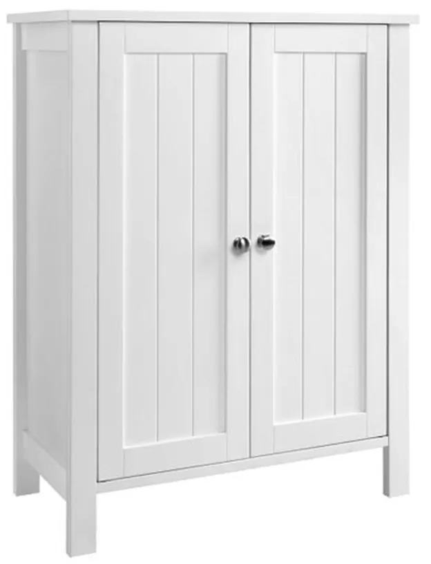 Dulap pentru baie usa dubla doua rafturi ajustabile design scandinav lemn alb 80 x 60 x 30 cm