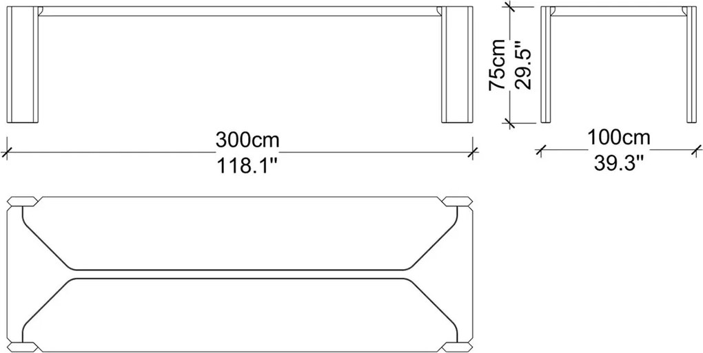 Masă lemn masiv de dining Nova Personalizabilă - 300 cm