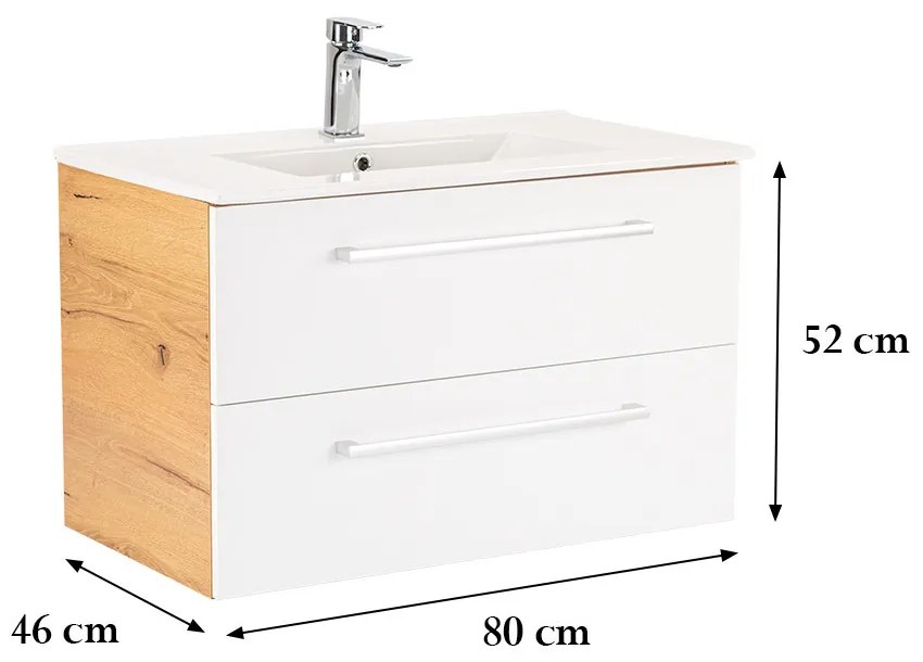 Dulap inferior Vario Clam 80 cu lavoar stejar-alb