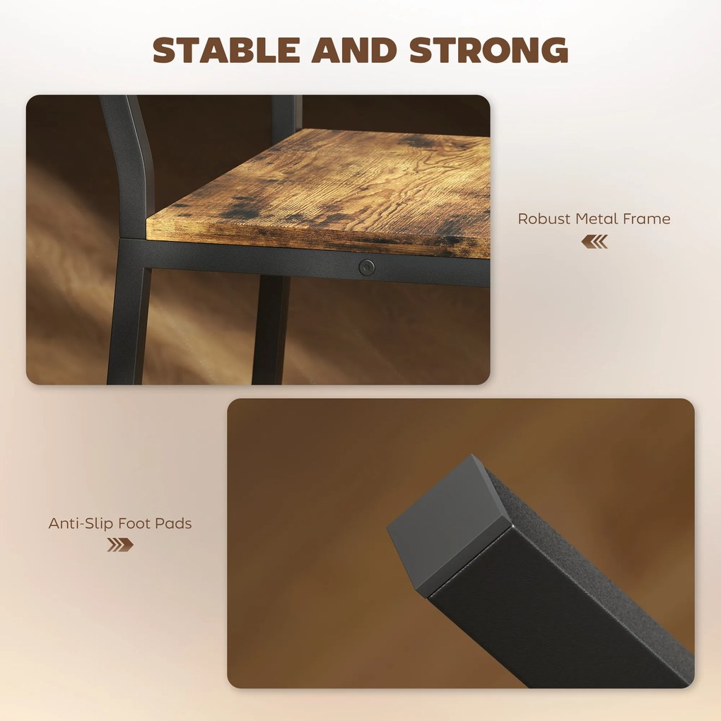 HOMCOM Set 2 Scaune Bar Stil Industrial cu Spătar și Suport pentru Picioare Maro | Aosom Romania