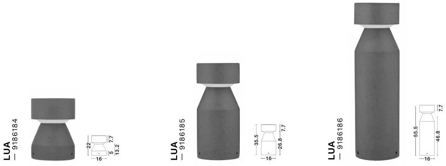 Stalp exterior din ciment IP65 LED Lua H-22cm