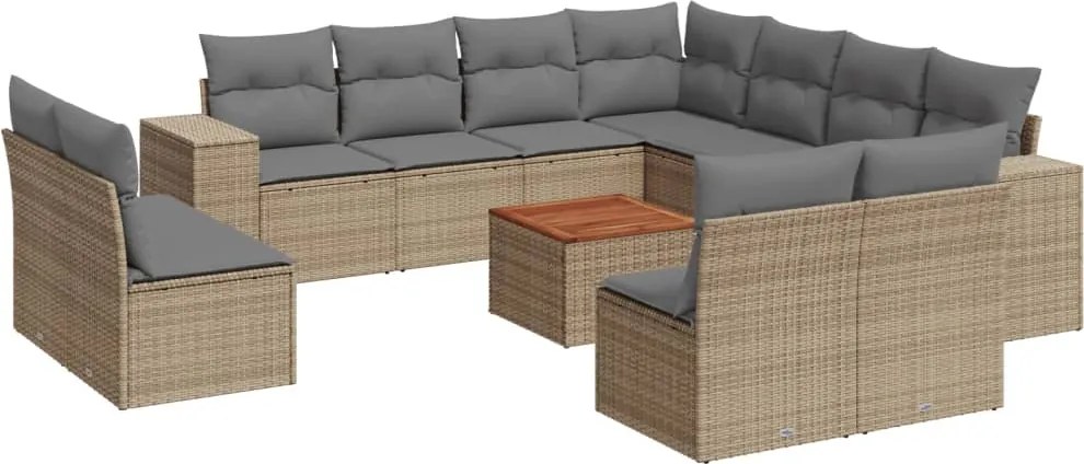 vidaXL Set canapele de grădină cu perne, 12 piese, bej, poliratan
