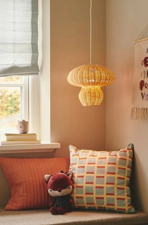 Lustra suspendata design decorativ natural din ratan Allie