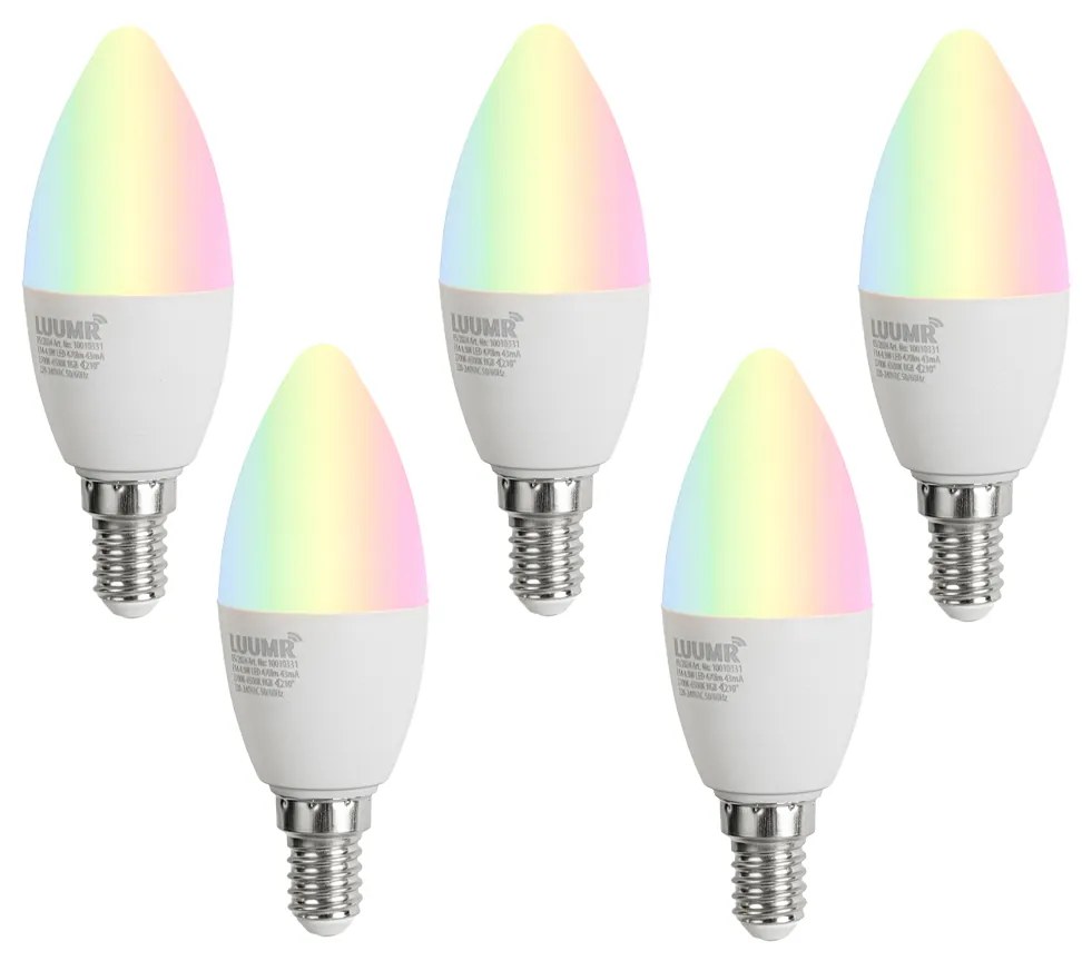 Set de 5 becuri LED E14 dimabile C37 Opal 4.9W 470 lm 2700-6500K