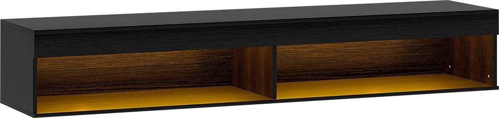 HOMCOM Suport TV Plutitor cu Lumini LED pentru Televizoare de Până la 190 cm, Consolă Media cu Raft de Depozitare, 180x40x30 cm, Negru | Aosom Romania