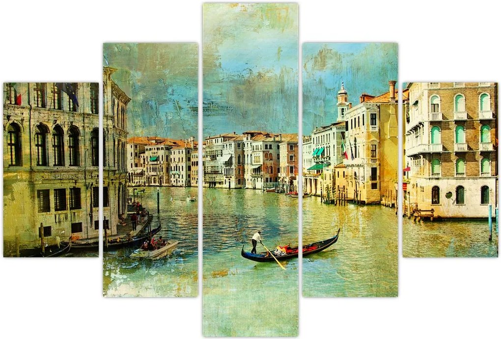 Tablou - Canalul de la Veneția și gondole (150x105 cm)