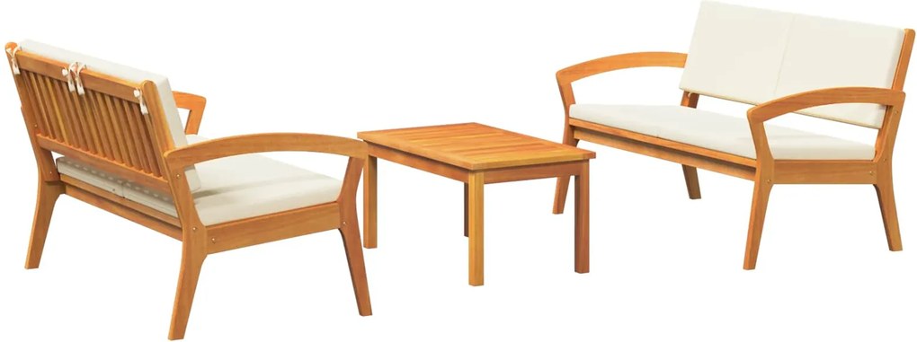 vidaXL Set bistro cu pernă 3 pcs Maro Poliester