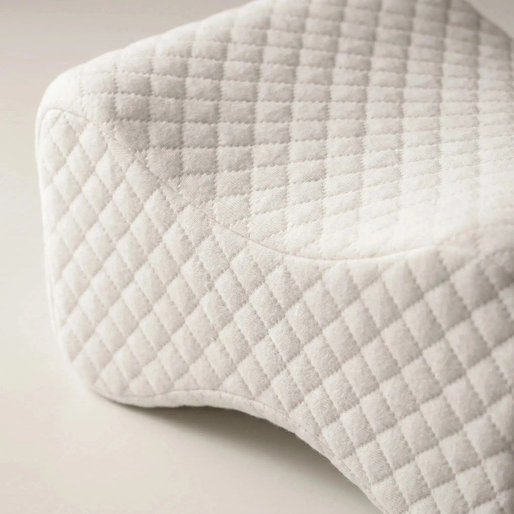 Perna ortopedica genunchi memory foam, husa bambus, Alb