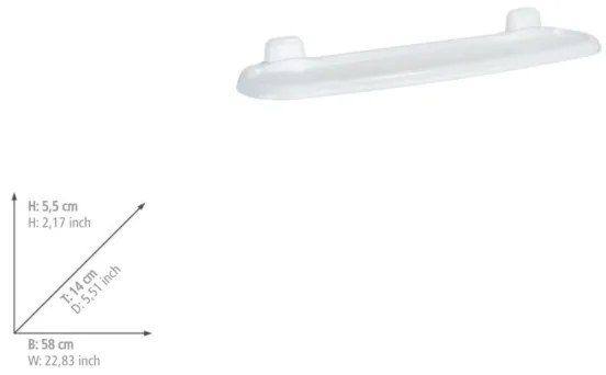 WENKO 17943100 - Poliță PURE, 58 x 14 cm, albă