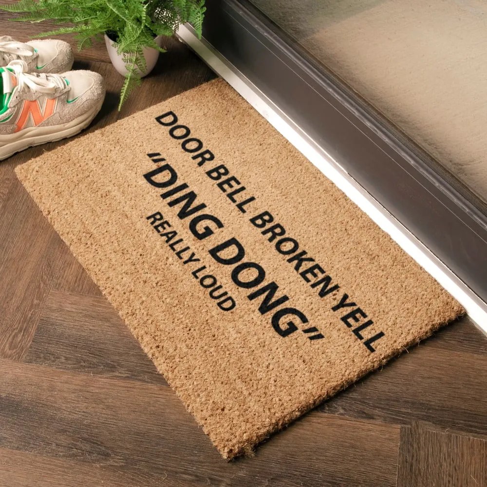 Covoraș de intrare din fibre de nucă de cocos 40x60 cm Yell Ding Dong – Artsy Doormats