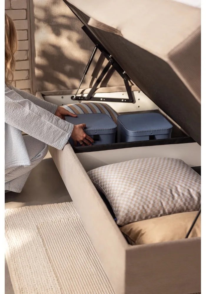 Pat boxspring taupe cu spațiu de depozitare 160x200 cm Elva Bold – Bonami Selection