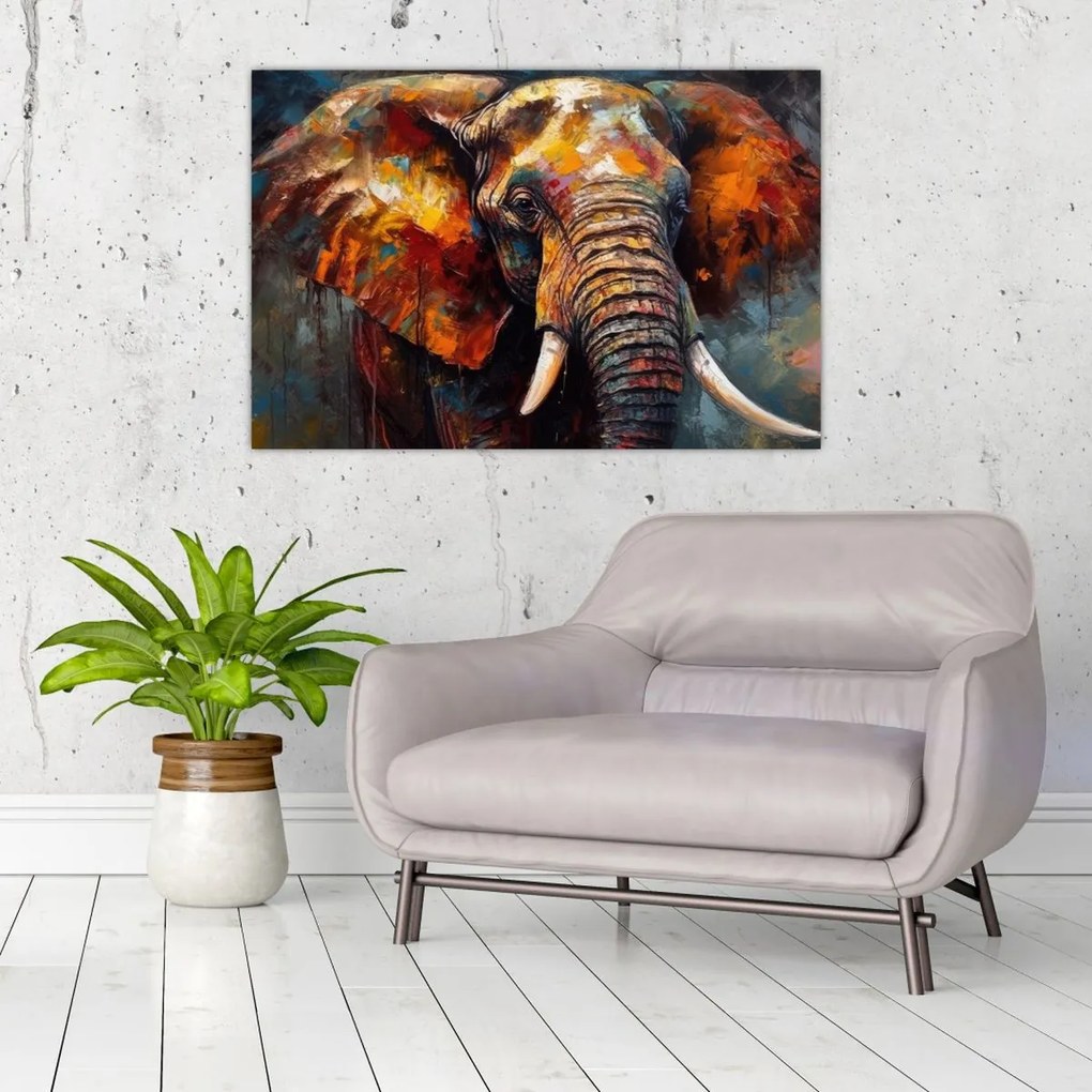 Tablou - Pictura unui elefant (90x60 cm)