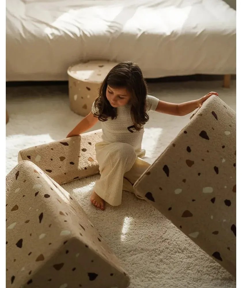 Fotoliu de copii maro deschis cu tapițerie din țesătură bouclé/cu tapițerie din chenille Terrazzo Moon – Wigiwama