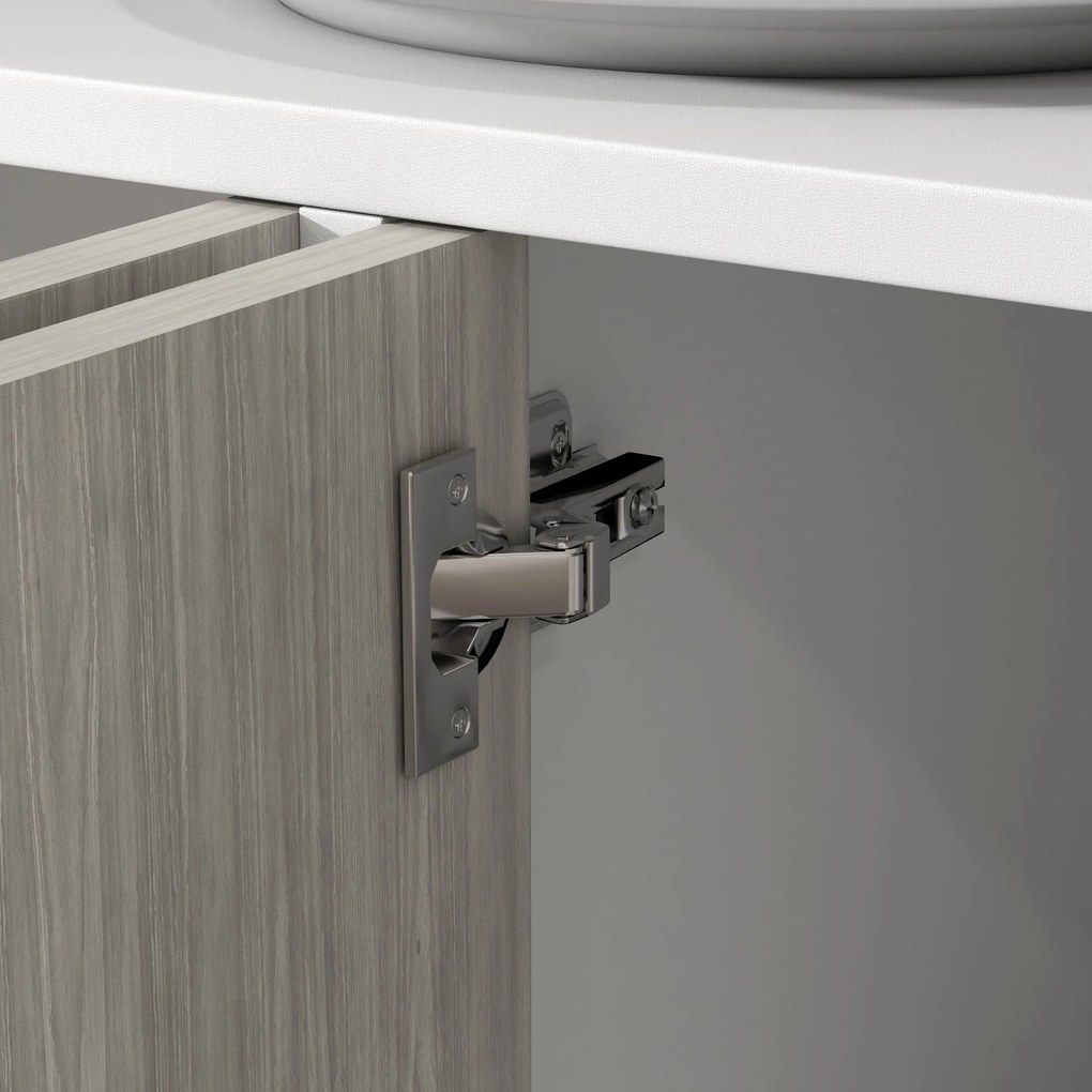 HOMCOM Bufet de bucătărie mobilier de depozitare 2 dulapuri cu rafturi reglabile, 121 x 37 x 75 cm, alb și aspect lemn gri | Aosom Romania