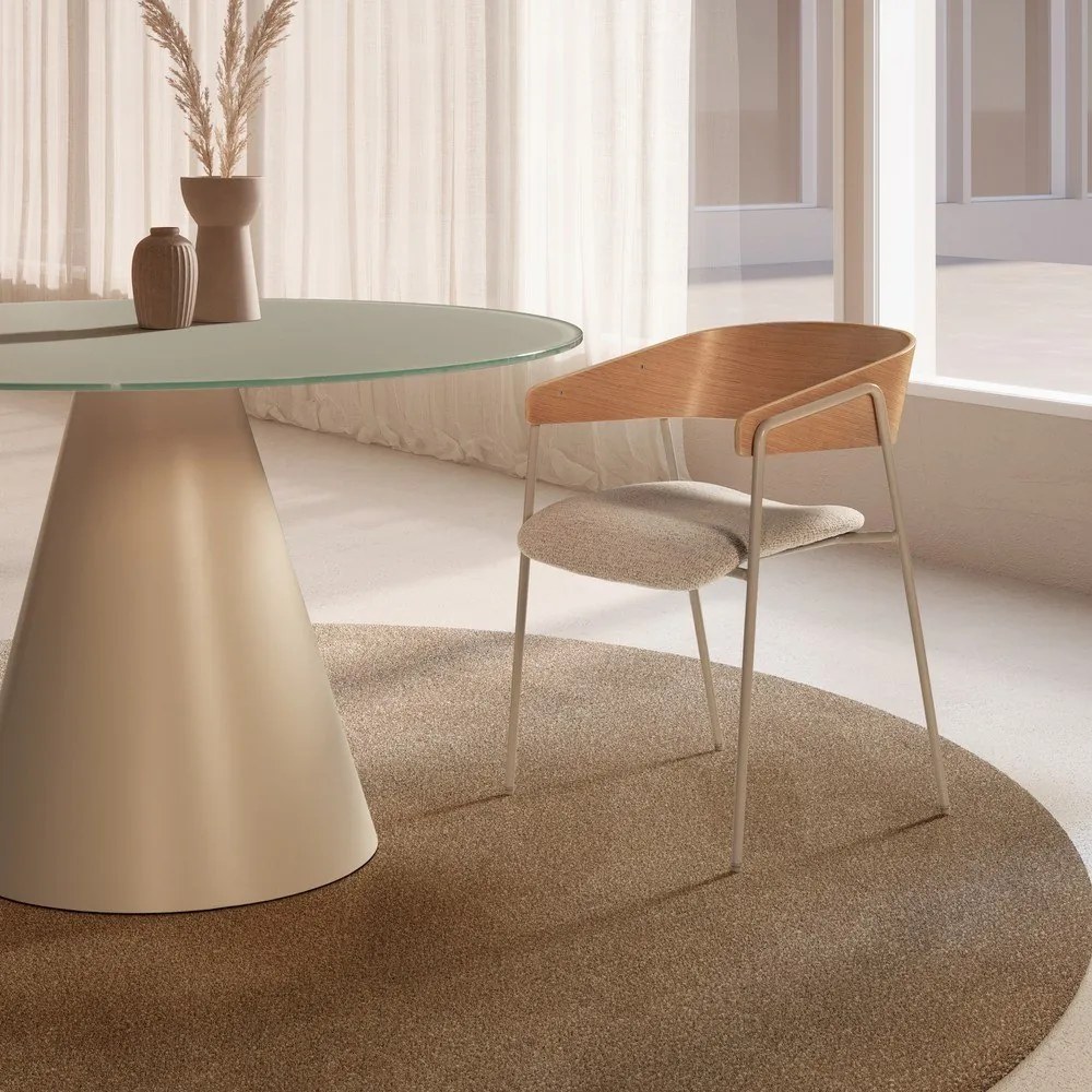 Set de scaune de sufragerie gri deschis/în culoare naturală cu cotiere 2 buc. tapițat Cora – MOME