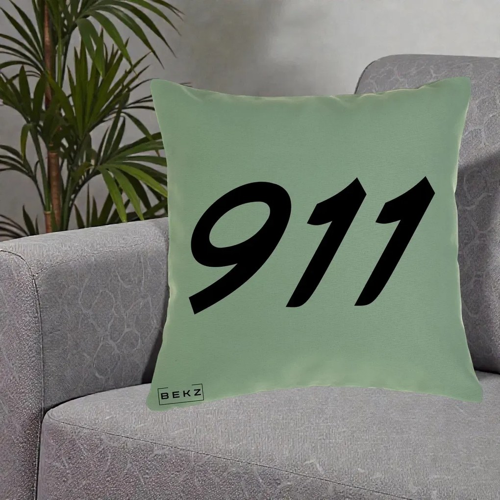 Perna Personalizata 911 Bold, 40x40 cm, Verde, Husa Detasabila, Perna Inclusa, BEKZ®