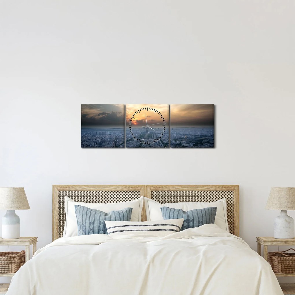 Tabloul - Paris din înâlțime (cu ceas) (90x30 cm)