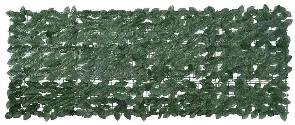 vidaXL Paravan de balcon cu frunze verde închis, 200x75 cm