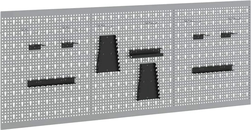 vidaXL Panou de Perete pentru Unelte 3 pcs Gri 150 x 1 x 60 cm