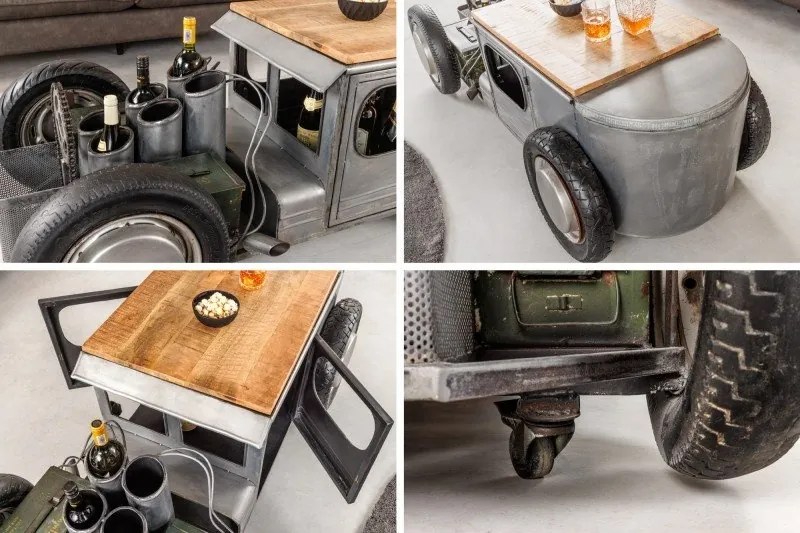 Masuta design unicat cu suport pentru sticle de vin Hot Rod 165cm