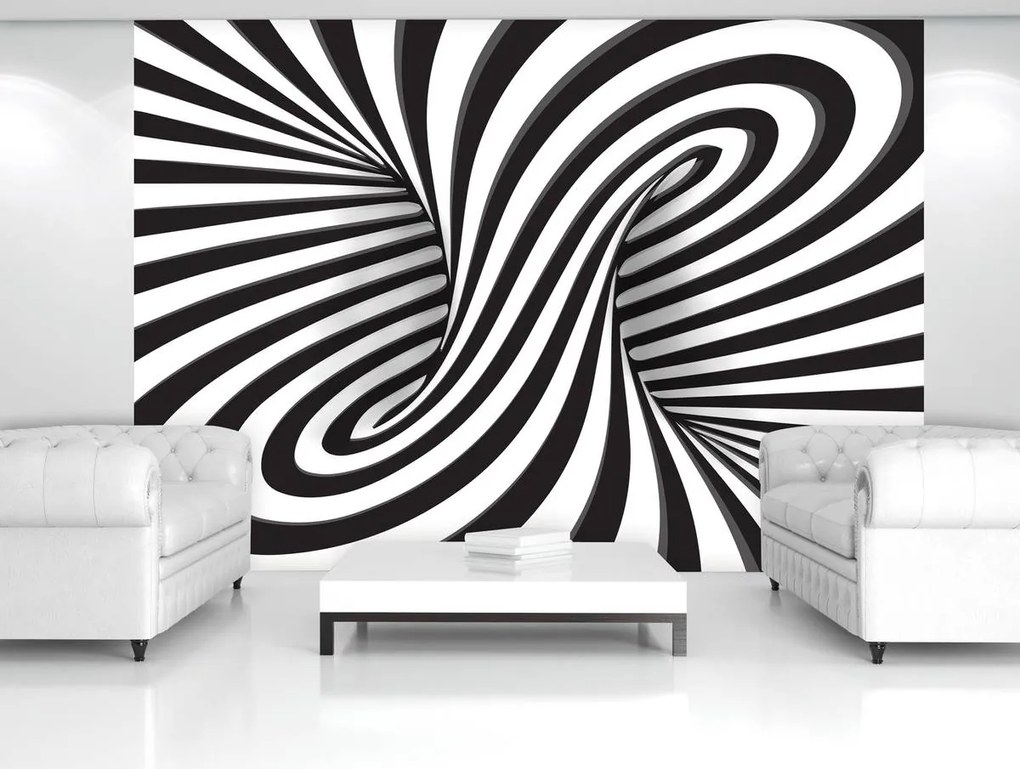 Fototapet - Cercuire 3D alb neagră (152,5x104 cm)