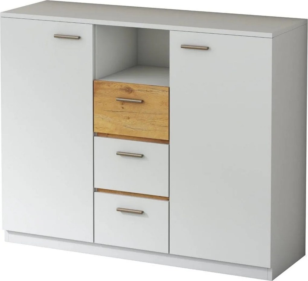 Comoda EFFECT, alb andersen/stejar lancelot, PAL, 130x42x105 cm