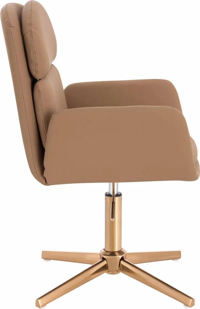 HR480CROSS Scaun Caramel Piele Ecologica Premium Soft cu Bază Aurie