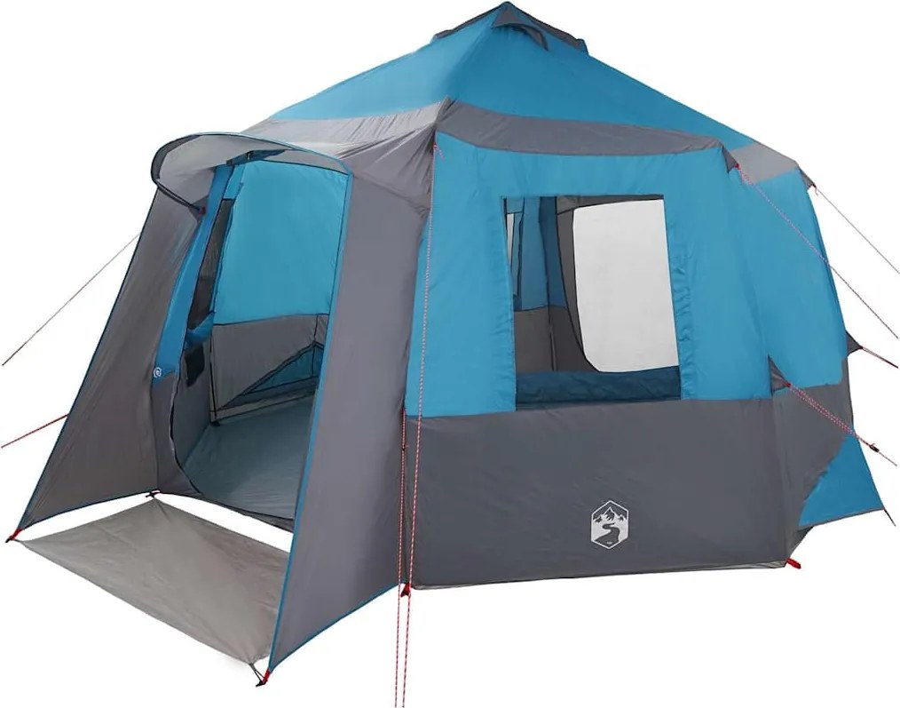 vidaXL Cort cabană pentru 12 persoane cu acoperiș Albastru și Gri