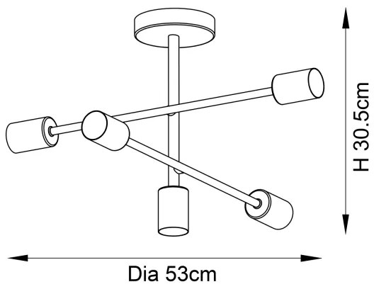 Endon 98786 - Lustru SOHAN pe tijă 5xE27/10W/230V alamă