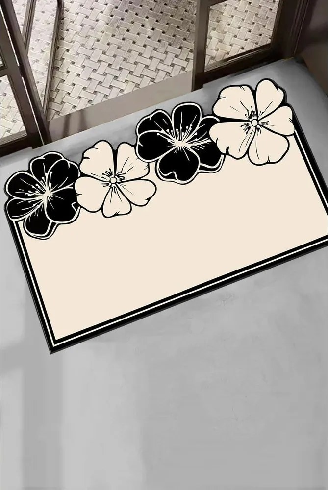 Covoraș de baie negru/crem 60x100 cm Morpho – Foutastic