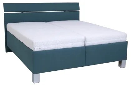 Pat tapițat ALIS 160x200 cm cu saltea inclusă și spațiu de depozitare, petrol